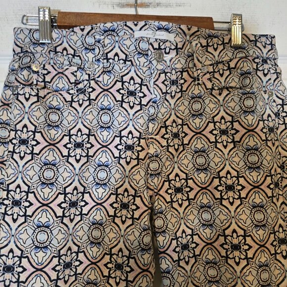 7 For All Mankind Pocket Jeggings White Blue Geometric Zip Button Skinny Jeans‎ - Picture 8 of 8